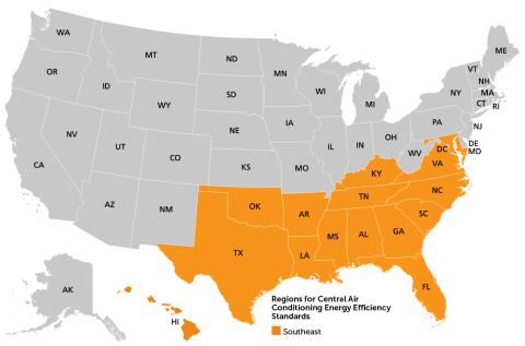 Regions for Central AC Energy Efficiency Standards